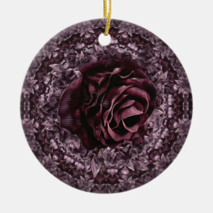 Rose Mandala Ceramic Ornament