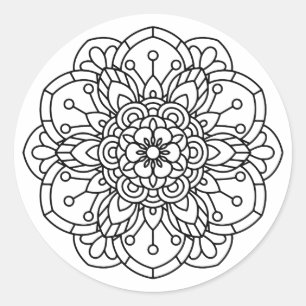 Rose Mandala Classic Round Sticker