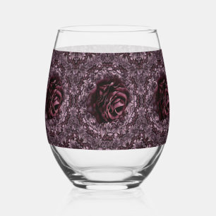 Rose Mandala Drinkware Set Stemless Wine Glass