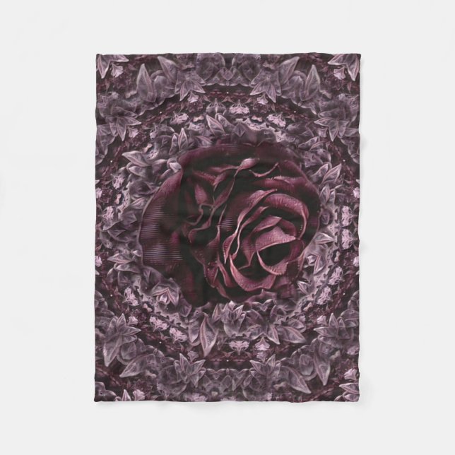 Rose Mandala  Fleece Blanket (Front)