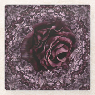 Rose Mandala Glass Coaster