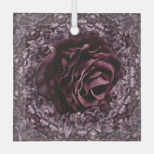 Rose Mandala  Glass Ornament