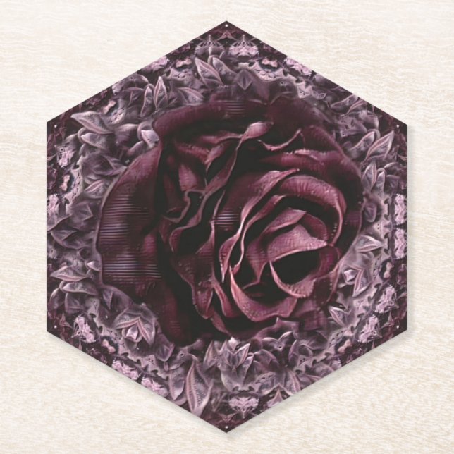 Rose Mandala  Paper Coaster (Front)