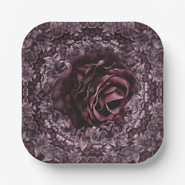 Rose Mandala  Paper Plate (Front)