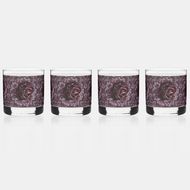 Rose Mandala  Whiskey Glass (Front)
