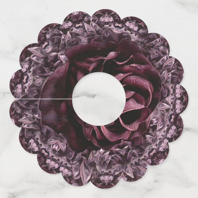 Rose Mandala  Wine Glass Tag (Front)