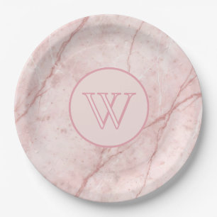 Rose Marble Organic Dusty Rose Blush  Paper Plate