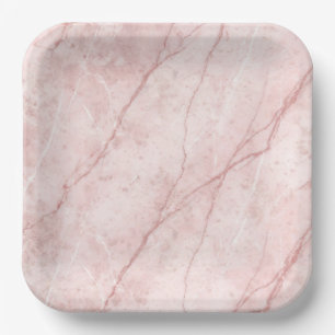 Rose Marble Organic Dusty Rose Blush  Paper Plate