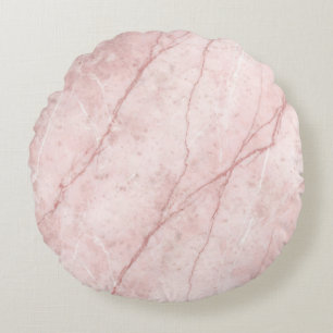 Rose Marble Organic Dusty Rose Blush Round Pillow