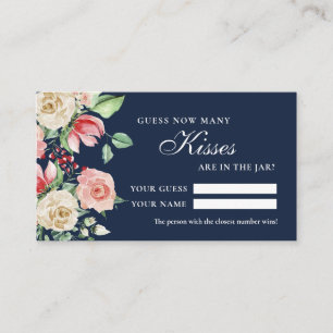 Rose Marine Bleu Combien de baisers Douche Carte d