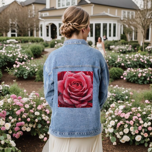 Rose Mark Denim Jacket with Elegant Floral Accent (Mariage Retour)