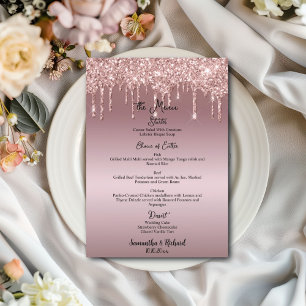 Rose Mauve Glitter Metallic Shine 5x7 Wedding Menu