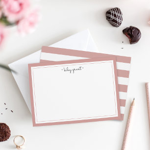 Rose Mauve Personalized Stationery Flat Note Card