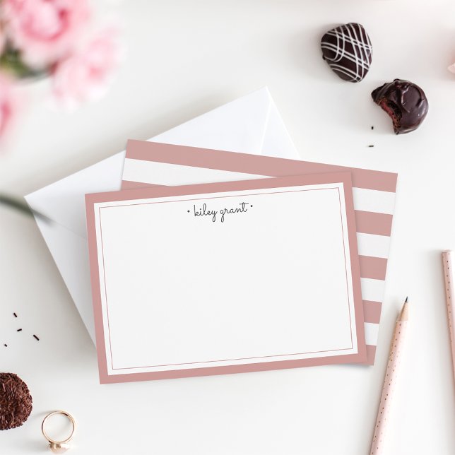 Rose Mauve Personalized Stationery Flat Note Card (Creator Uploaded)