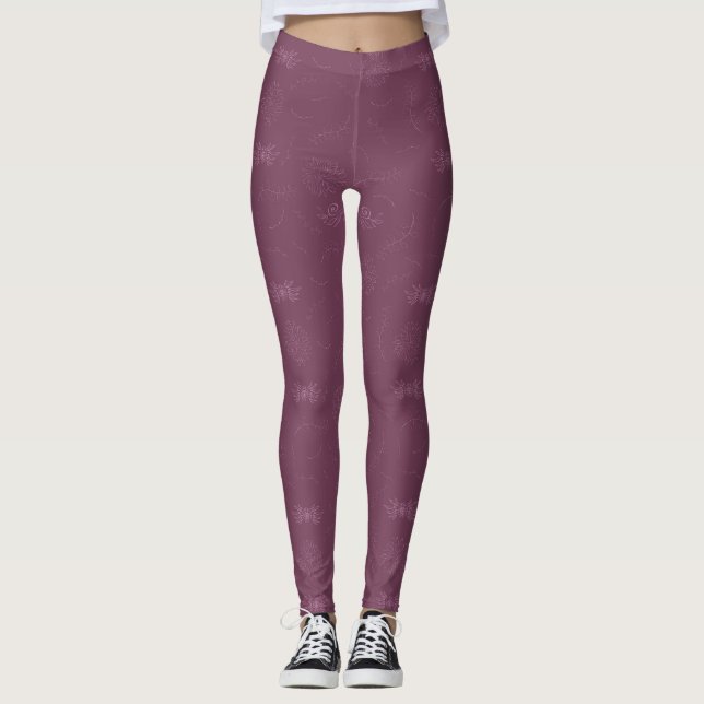 Rose Mauve Women's Hand Designed Leggings (Front)