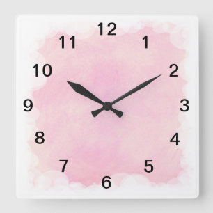 Rose Mélange blanc bulles et nuages Horloge murale