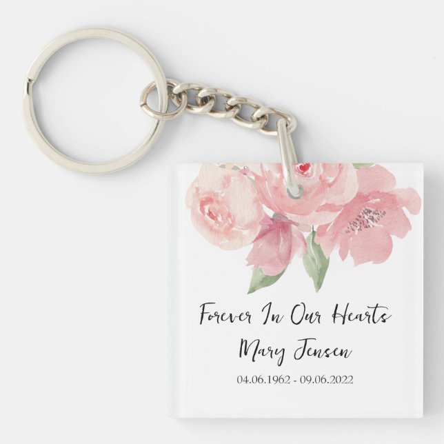 Rose Memorial Funeral Photo Keychain (Front)