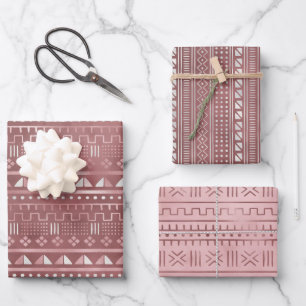 Rose Metallic Geo Wrapping Paper Sheets