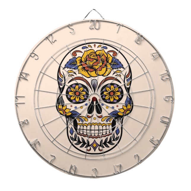Rose Mexican Sugar Skull Day of the Dead Dartboard (Front)