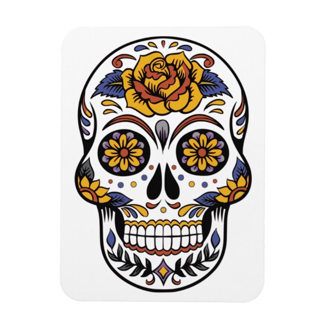 Rose Mexican Sugar Skull Day of the Dead Magnet (Vertical)