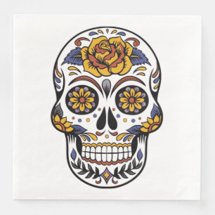 Rose Mexican Sugar Skull Day of the Dead Napkin