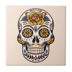 Rose Mexican Sugar Skull Day of the Dead Tile