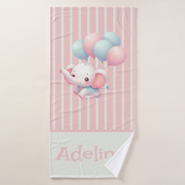 Rose, mignon petit éléphant (Serviette de bain)