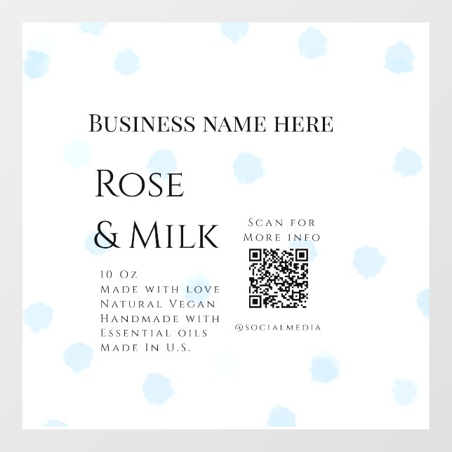 Rose milk handmade soap business QR code add detai Window Cling (Sheet)