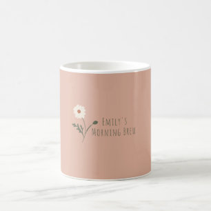 Rose Minimalist Daisy & Text Modern Farmhouse Coffee Mug
