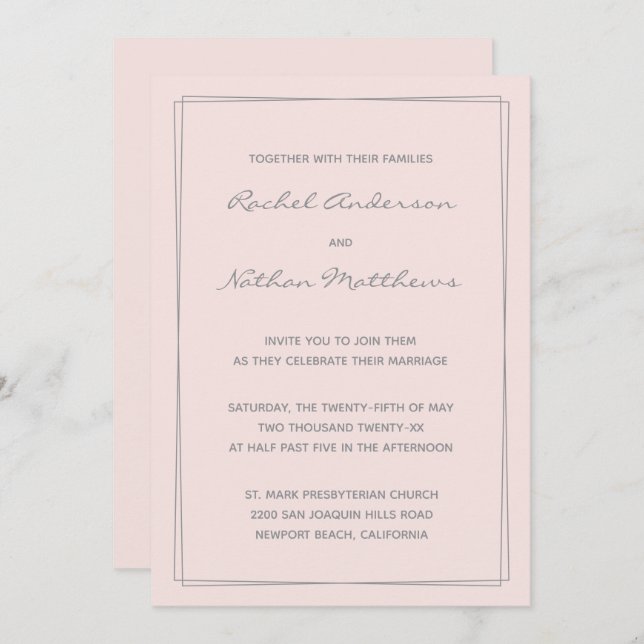 Rose Misty Blush rose Wedding Invitations (Devant / Derrière)