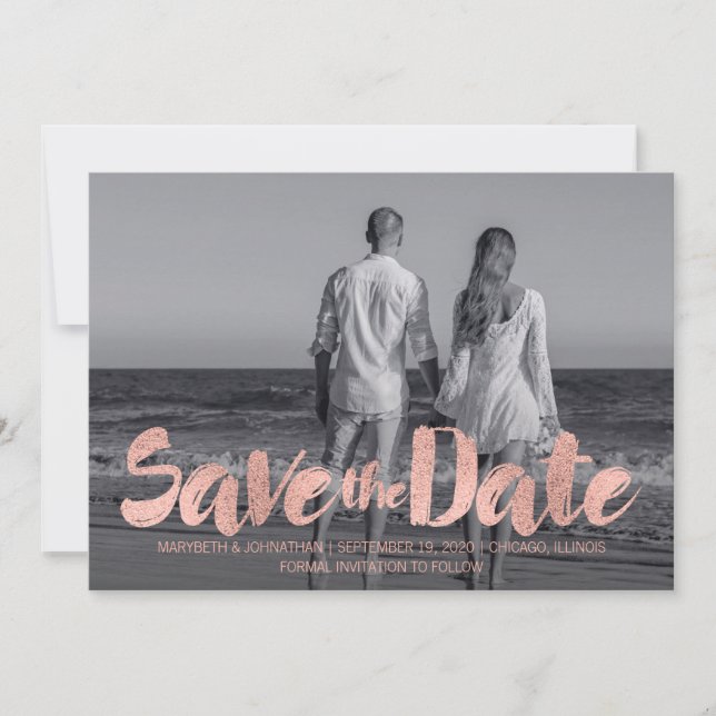 Rose moderne Gold Love Enregistrer Le Carte photo  (Devant)
