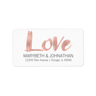 Rose moderne Gold Love Mariage Étiquette de adress