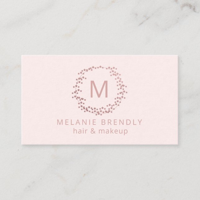 Rose moderne Gold Stars Blush Pink Carte de visite (Devant)