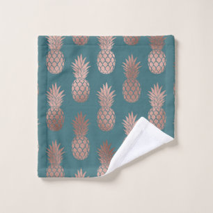 Rose moderne Gold Turquoise Motif d'ananas vert 