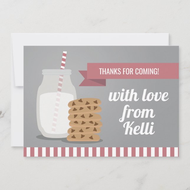 Rose Moderne Lait et Cookies Rayé Merci (Devant)