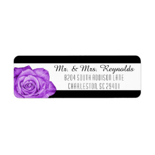 Rose moderne violet noir & blanc rayé personnalisé