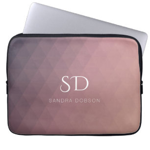Rose Monogram and Name Simple Laptop Sleeve