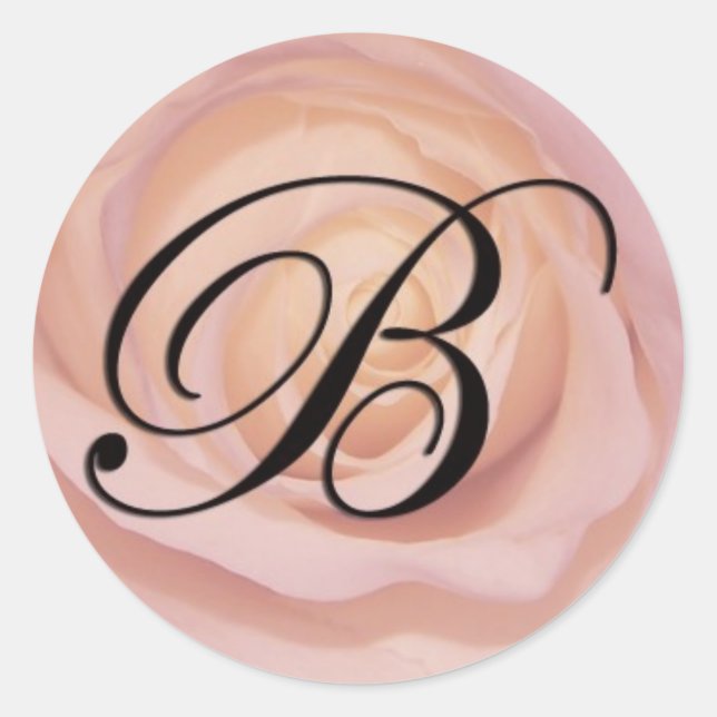 Rose monogram B Classic Round Sticker (Front)