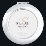 Rose Monogram Personalized Bridesmaid Gift Compact Mirror<br><div class="desc">This cute personalized bridesmaid gift mirror features personalized bridesmaid's name,  calligraphy monogram in light rose colour,  bride and groom's names,  and wedding date. You can change the background and fonts colours easily if you like.</div>