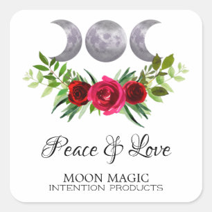 Rose Moon Intention Spell Candle Square Label