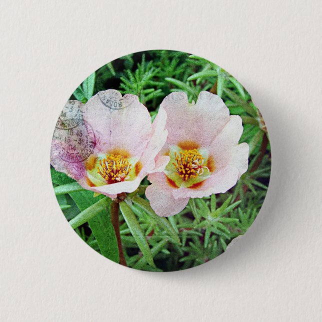 Rose Moss Flowers 2 Inch Round Button (Front)