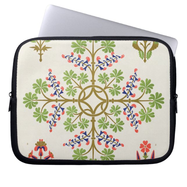 Rose motif wallpaper design, printed by M. & N. Ha Laptop Sleeve (Front)