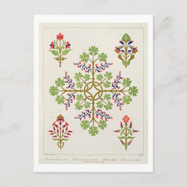 Rose motif wallpaper design, printed by M. & N. Ha Postcard (Front)