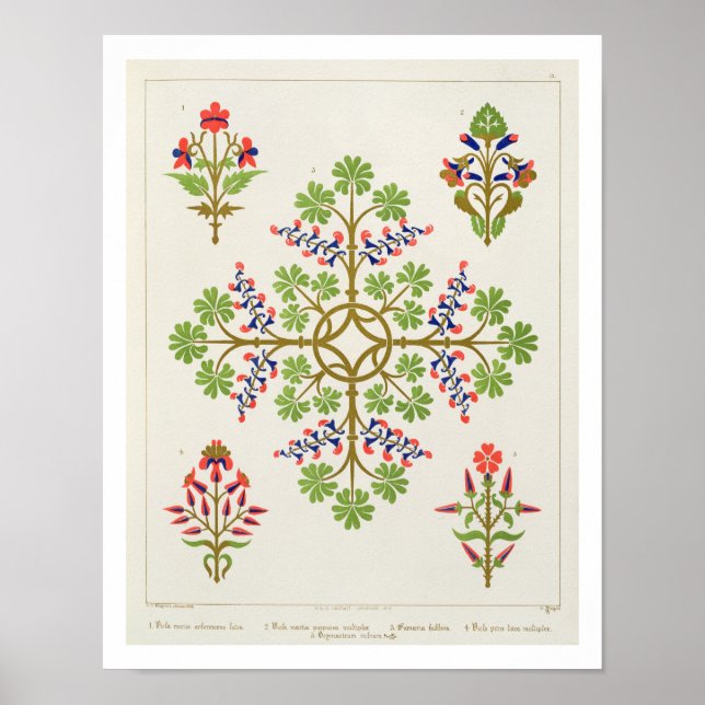 Rose motif wallpaper design, printed by M. & N. Ha Poster (Front)