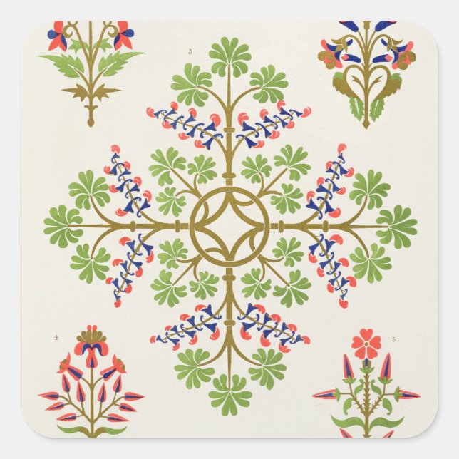 Rose motif wallpaper design, printed by M. & N. Ha Square Sticker (Front)