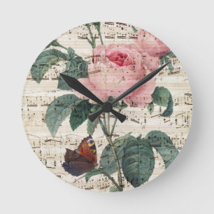 Rose Music Round Clock