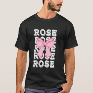 ROSE Name Coquette Big Pink Bow Simple Cute Girly T-Shirt