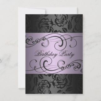 Rose noir et pourpre Swirl Invitation d'anniversai