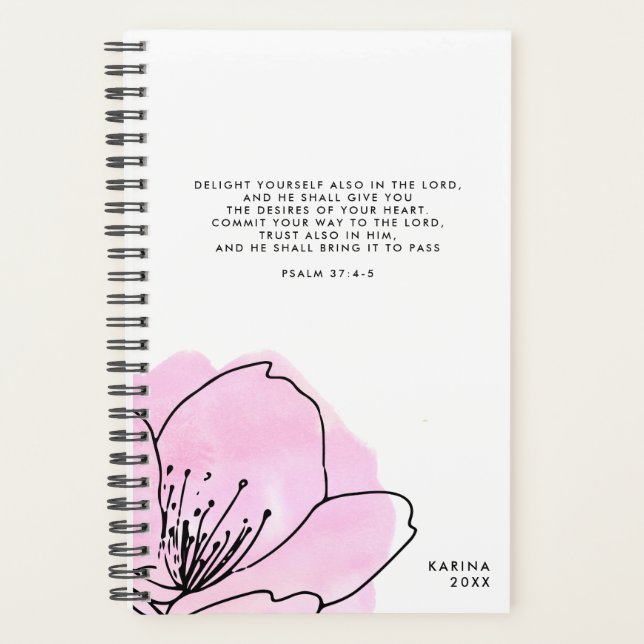Rose & Noir Floral Moderne Écriture Personnalisée (Devant)