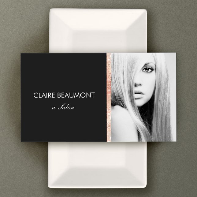 Rose noir moderne Gold Sequin Salon Carte photo (Créateur téléchargé)